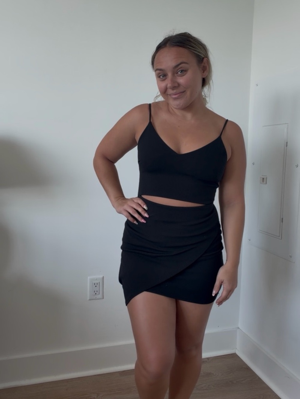 Black Ruched Wrap Mini Skirt - Brand Unknown
